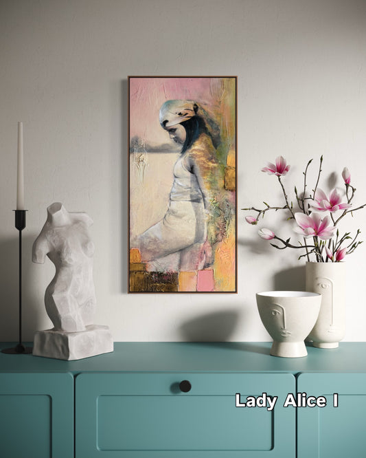 Lady Alice I , title : Be happy it drives people crazy 36"x18"